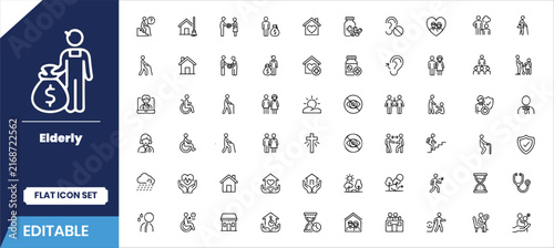 Collection of minimal line icons representing business finance and modern concepts