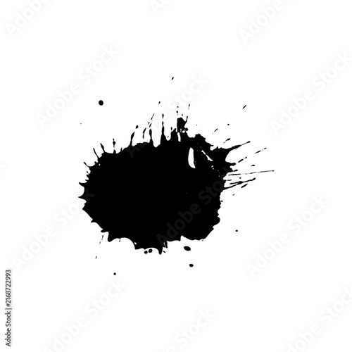 Black ink blot splash creating abstract paint stain texture for artistic design element splatter background effect creating liquid.