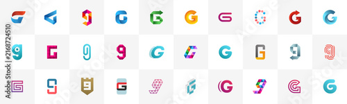 Set of letter G logo icon design template elements