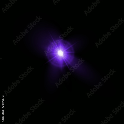 Obraz na plátně A captivating display of a vibrant purple lens flare effect against a stark blac