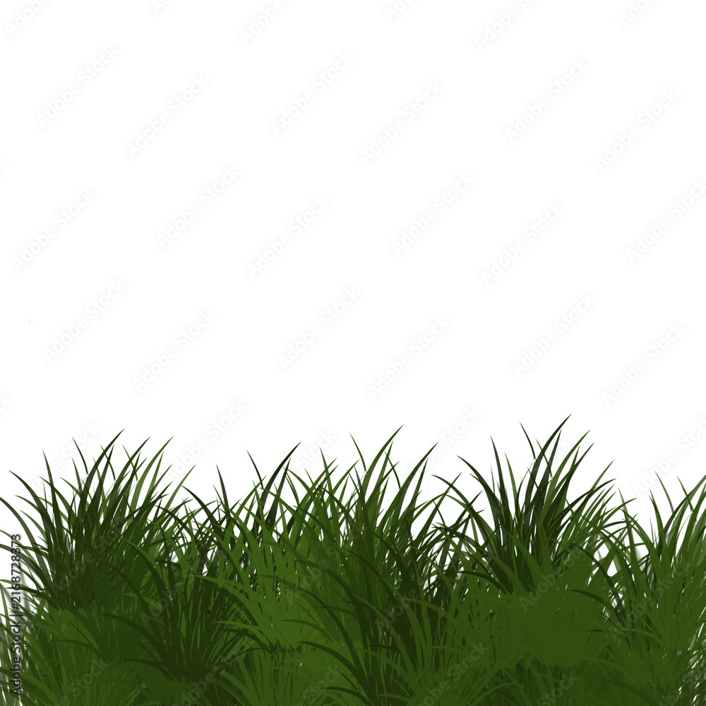 Fototapeta premium Fresh green grass border field isolated on transparent background