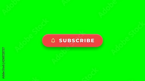 Red Subscribe Button Shaking On Green Screen Background