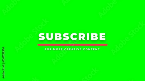 Red Underline Animation Subscribe Text Green Screen