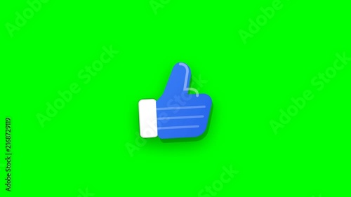 Blue Thumbs Up Icon Punching In On Green Screen