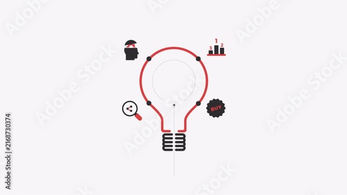 Business Concept Infographic with Light Bulb and Icons.