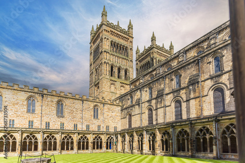 Cloister Garth and Central Tower of Durham Cathedral in Durham, England
