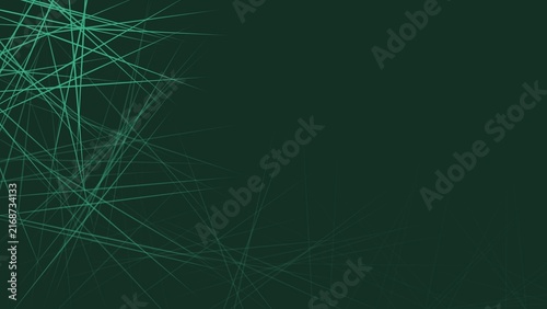 Dark Green Abstract Technology Background with Glowing Teal Network Lines with copy space