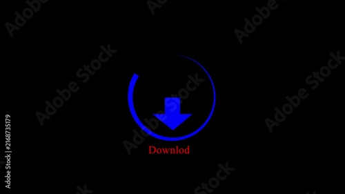 Digital downloading animation progress bar seamless loop futuristic motion graphics. Loading circle ,bar with downloading icon in black background 4k video..