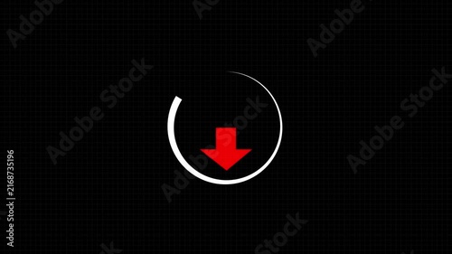 Digital downloading animation progress bar seamless loop futuristic motion graphics. Loading circle ,bar with downloading icon in black background 4k video..
