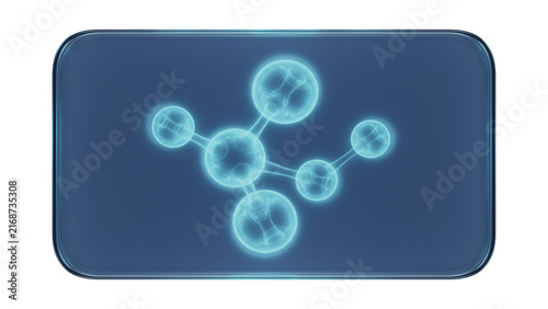 Quadro su tela Glass Frame with X-Ray Molecular Structure Medical Illustration