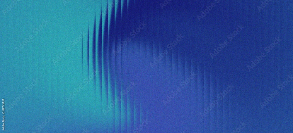 Obraz premium Abstract blue and cyan gradient background with vertical lines and ribbed texture. Modern cobalt and teal blue pattern with soft light effects. Minimalist geometric backdrop with noise grain