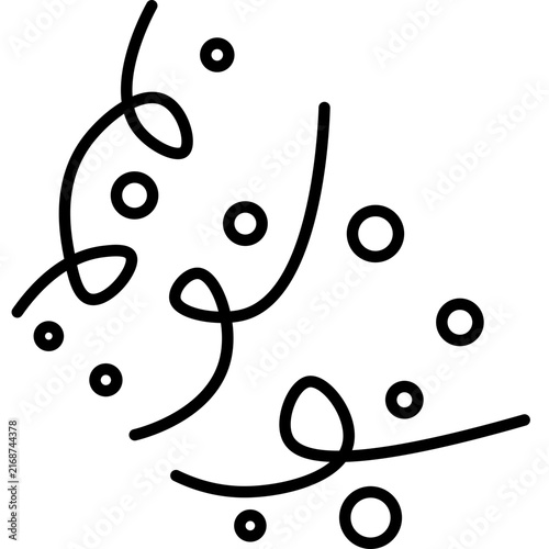 Black party confetti with decorative streamers