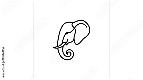 Continuous line drawing of an elephant head.