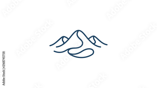 Continuous line mountain peak drawing.