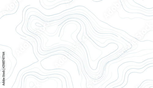 Abstract topographic map pattern with blue curved elevation lines on a white background, ideal for cartography.
