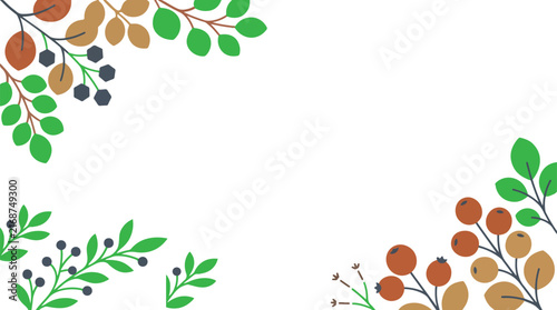 Autumnal Botanical Frame and Border Elements Vector Set