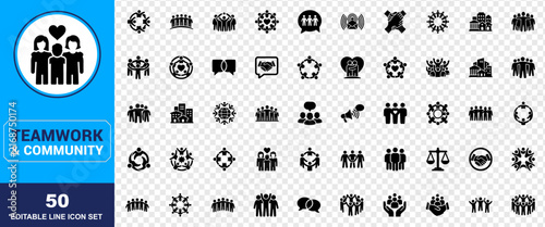 A collection of fifty diverse family and parenting themed vector icons featuring various silhouettes of parents and children in simple circular frames