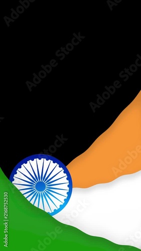 Indian independence day INDIA OR  Republic Day vertical Tricolor Wavy Background Animation with Ashoka Chakra
