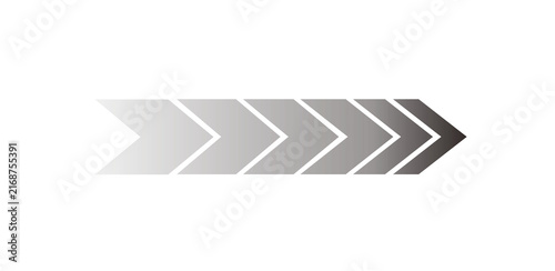 A graphic representation of an arrow made of sequential chevron shapes, indicating progress or direction. The arrow transitions from light grey to dark grey.