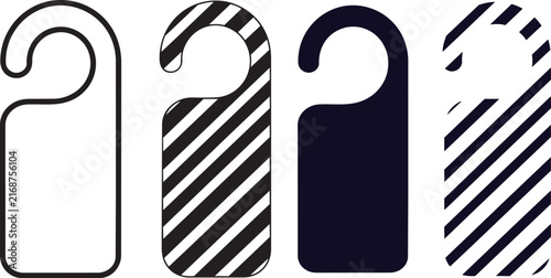 Collection of four different hotel door hanger signs on a white background