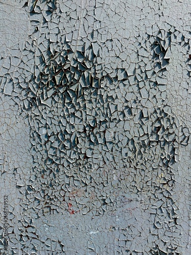 Peeling Paint Surface on Gray Weathered Background
