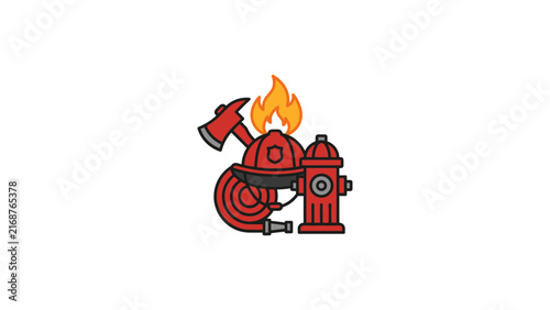 Firefighter emergency equipment set.