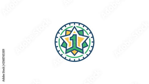 First place award star badge.