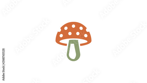 Flat design mushroom icon with orange cap.