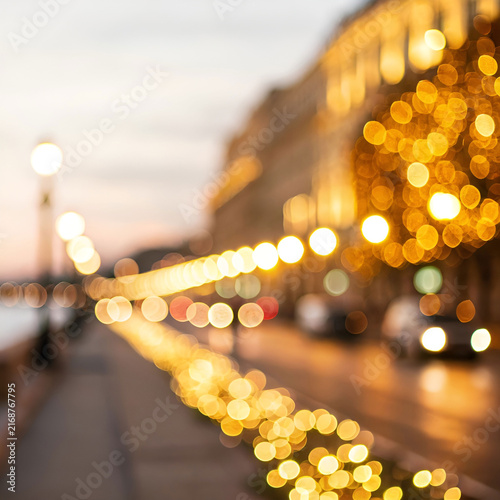 abstract golden bokeh city lights at night
