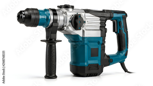 Obraz na płótnie Rotary hammer drill blue and silver for construction work.