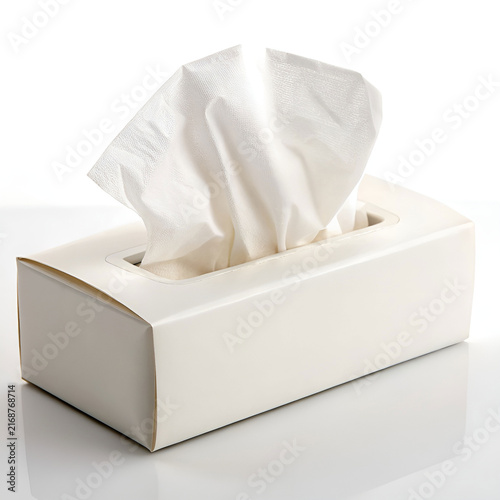 box of soft facial tissues with one popping