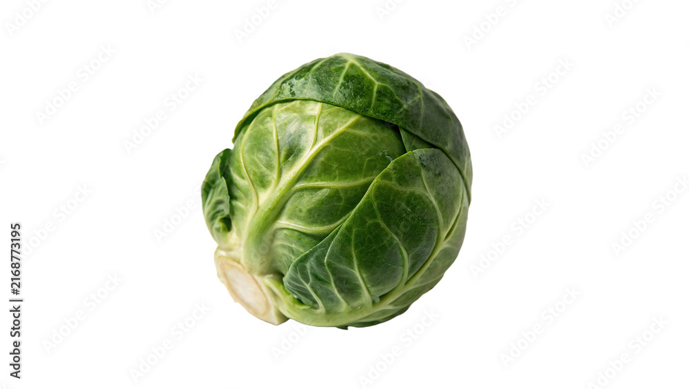 Fototapeta premium Whole fresh green brussels sprout vegetable isolated on transparent background