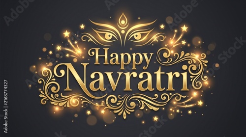 Illustration of Indian festival Navratri with beautiful calligraphy.