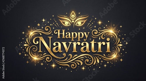 Illustration of Indian festival Navratri with beautiful calligraphy.