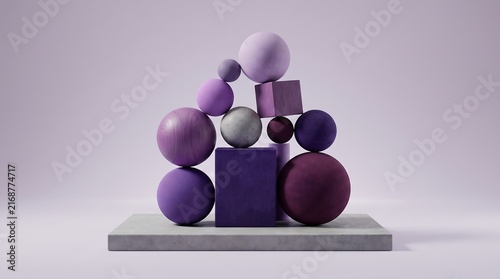 Stacked Geometric Shapes In Shades Of Purple abstract