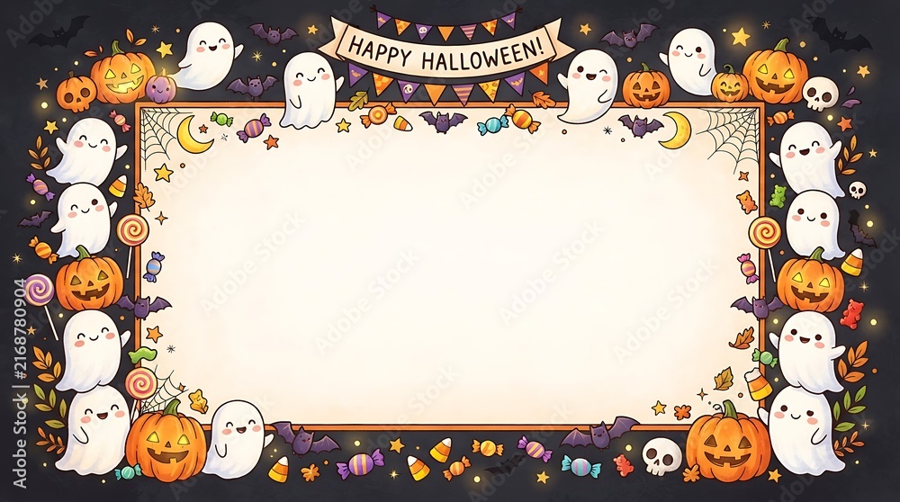 Fototapeta premium halloween frame with pumpkins