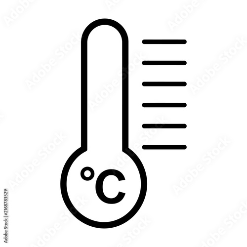 Simple thermometer icon with Celsius scale indicating temperature measurement in a minimalist line art style.