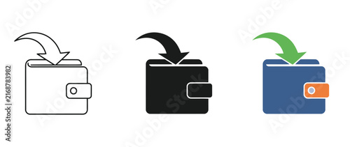 Wallet icons showing money growing and increasing over time