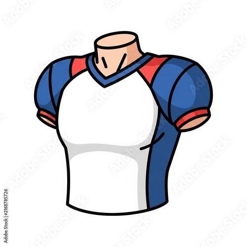 American football jersey with padded shoulders vector illustration