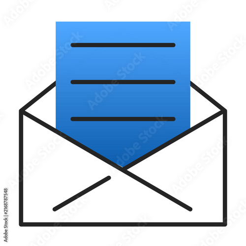 Letter in the envelope line icon vector isolated. Symbol of notification, new message. Simple icon of a newsletter or email.