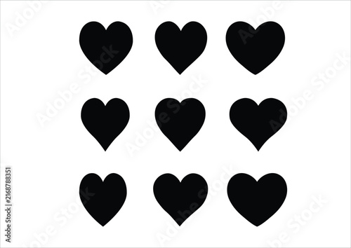 set of hearts strobe contour line hand drawn icon line continuous