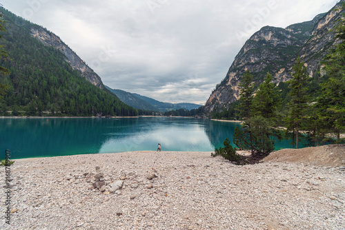 Obraz na płótnie Scorcio del Lago di Braies - Bolzano - Alto Adige