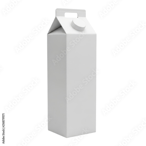 Empty white cardboard milk carton isolated on white background