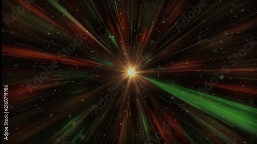 Multi colored glowing neon light trails speed burst zoom effect background 4k loop