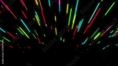 Multi colored glowing neon light trails speed burst zoom effect background 4k loop