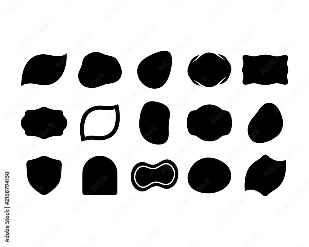 Fototapeta premium Collection of abstract black shapes and frames for design elements or backgrounds