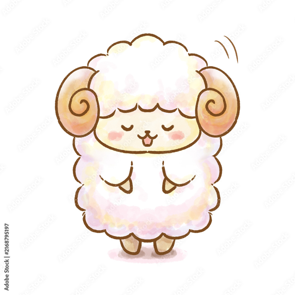 Fototapeta premium Cute watercolor sheep bowing polite expression vector character standard illustration