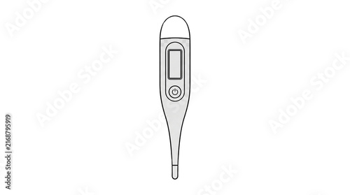 Digital medical thermometer for body temperature measurement, electronic clinical thermometer, healthcare diagnostic tool isolated PNG with Transparent Background