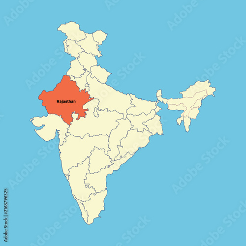 India Maps Rajasthan State Highlighted Map