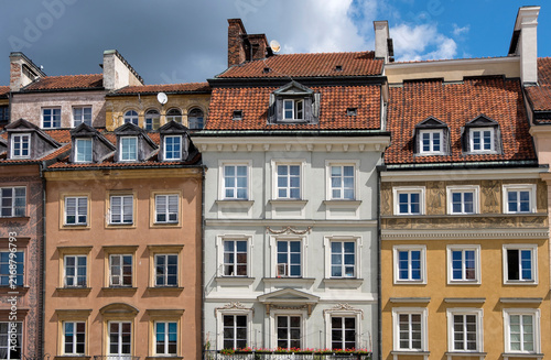 Historic houses in the Old Town Market Square of Warsaw, Poland